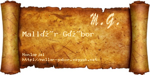 Mallár Gábor névjegykártya